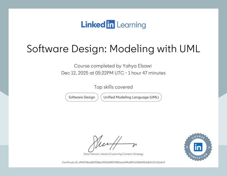 Preview of the Software Design: Modeling with UML certificate