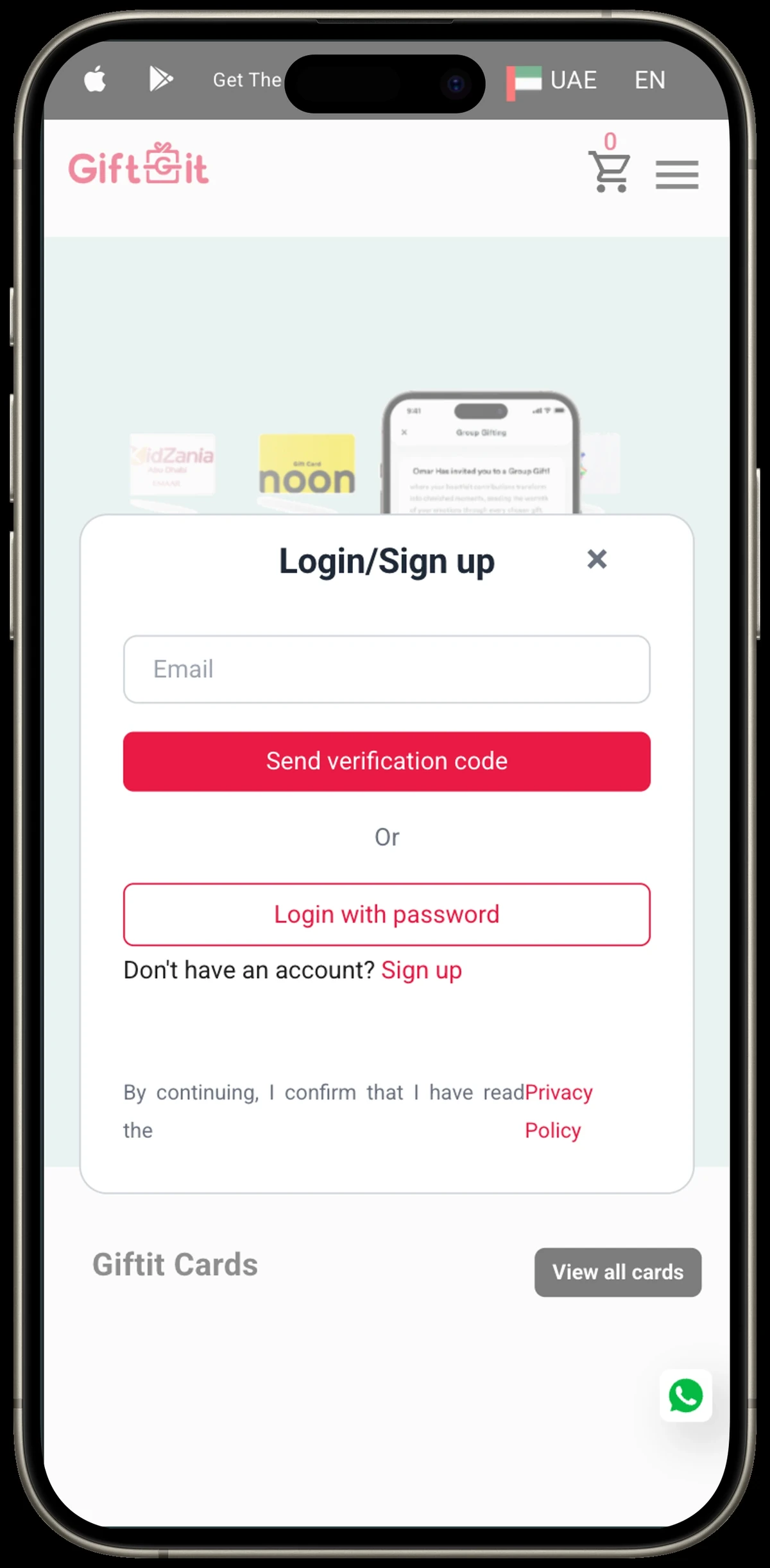 Login screen